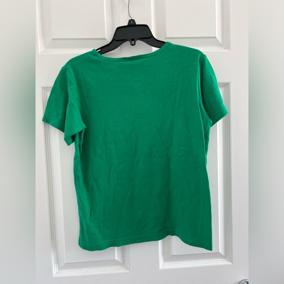 Vintage size medium Kelly Green quacker factory short sleeve shirt w rhinestones - Picture 4 of 4